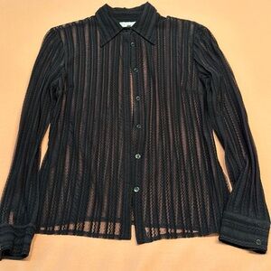 Parallel Lace Long Sleeve top. Size S. Black.